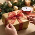 Weihnachtsband mit Sternen Netz Rot und Gold 25mm 18m | Floristik24.de