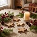 Streudeko Weihnachten Sterne geflammt Holzsterne 5,5cm 12 St | Floristik24.de