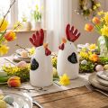 Keramik Huhn Rot Weiß Hahn Tischdeko 7×6×15cm 2 St | Floristik24.de