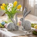 Deko-Hase, Gartenfigur in Beton-Optik, Shabby Chic, Osterdeko mit Silberakzenten H21/14cm 2er-Set | Floristik24.de