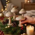 Deko Pilz Holz, Filz mit Glitter Tischdeko Advent H11cm 4St | Floristik24.de