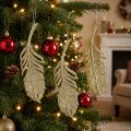 Deko-Federn, Baumschmuck mit Glitter, Adventsdeko, Federn zum Hängen Golden L22cm 12St | Floristik24.de