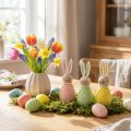 Hasen Deko Figuren in Pastell Holz Osterhasen mit Perlenkette 14,5×5cm 3St | Floristik24.de