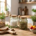 Deko Glas mit Korkdeckel und Löffel Grün Ø7cm H10cm 2St | Floristik24.de