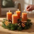 Stumpenkerzen Dunkelorange Durchgefärbt Sunset 60x100mm 4St Rustic Sommer Herbst Advent | Floristik24.de