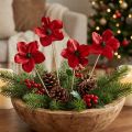 Holzblüte Stecker Rot Deko 9-12cm 45cm 15 Stück Blumen | Floristik24.de