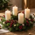 4er Set Rustic Stumpenkerzen Wollweiß, 70x110 mm, durchgefärbt, Selbstlöschend - Ideal für Advent & Festdekoration | Floristik24.de