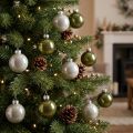 Baumkugeln Mini-Weihnachtskugeln Glas Grün Silber 4cm 24 St | Floristik24.de