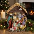Weihnachtskrippe mit Figuren Krippe Weihnachten 15,5×7×20cm | Floristik24.de