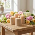 Stumpenkerzen Beige Rillenkerze 70/90mm 4 St | Floristik24.de