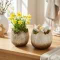 Blumentopf Keramik Ei Zerbrochen Creme Braun Ø11,5cm 2 St | Floristik24.de