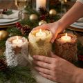 Weihnachtsdeko Windlicht Glas Kunstfell H12cm Ø9,5cm 3St | Floristik24.de
