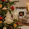 Metallanhänger Tanne und Stern, Christbaumschmuck, Weihnachtsdeko Golden, Antik-Optik H15,5/17cm 4St | Floristik24.de