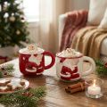 Weihnachtstasse Keramik Weihnachtspaar Rot Weiß H8,5cm 2St | Floristik24.de