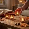 Teelichthalter Glas Windlicht Retro Orange Ø8cm H5cm 4St | Floristik24.de