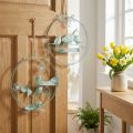 Vogeldeko zum Hängen, Willkommensschild, Metalldeko für den Frühling, Türschmuck Grün, Weiß Ø27cm 2er-Set | Floristik24.de