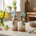 Keramik Hahn Küche Deko Huhn Hellblau Braun H23cm 2 St | Floristik24.de
