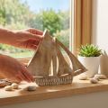 Segelboot aus Holz, Maritime Deko, Holzboot Naturfarben, Weiß H23cm | Floristik24.de