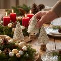 Mini Tannenbaum Tischdeko Champagner Weiß H8cm 12 St | Floristik24.de