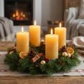 Rustikale Stumpenkerzen Gelb Durchgefärbt für Adventskranz & Windlicht, 4er Set, 70/140mm | Floristik24.de