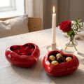 Keramik Deko Herzen Rot Schale Glänzend 13×15×6,5cm 2 St | Floristik24.de