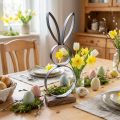 Osterhase Schwarz Silber Hasen Metall Holz 13,5×37cm | Floristik24.de