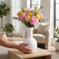 Deko Vase Weiß Blumenvase mit Henkel Keramik H26cm | Floristik24.de