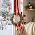Weihnachtlicher Fensterkranz zum Hängen Rot, Weiß Ø20cm L98cm | Floristik24.de