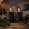Schwarze Stumpenkerzen durchgefärbt 85x120mm Set 2 Stück Rustikale Tischdeko | Floristik24.de