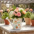Vintage Deko Gießkanne Metall mit Rosenmotiv, Sommer Garten Dekoration, Nostalgische Pflanzkanne, H31,5 cm | Floristik24.de