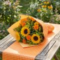 Manschettenpapier 37,5cm Hellorange Karo 100m | Floristik24.de