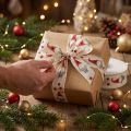 Geschenkband Weihnachtsband Wichtel Creme 25mm 20m | Floristik24.de