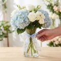 Organzaband Blumen Blau Dekoband Organzastoff 40mm 15m | Floristik24.de