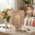 Windlicht Metall Kerzenhalter Glas Silber Rosa Ø18cm H27cm | Floristik24.de