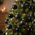 Mini-Christbaumkugel, Baumschmuck-Mix, Weihnachtskugeln Schwarz H4,5cm Ø4cm Echtglas 24 St | Floristik24.de