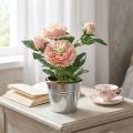 Deko-Rose im Topf, Romantische Seidenblumen, Rosa Pfingstrose | Floristik24.de