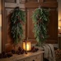 Künstliche Weihnachtszweige zum Aufhängen, Tannenzweige Deko, Zypressenzweige mit Zapfen, Türkranz, Wanddeko, Fensterdeko, Kunststoff, Langlebig, 60cm | Floristik24.de