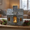 Windlicht Haus Metall Shabby Chic Weiß gewaschen, Rost H11cm | Floristik24.de