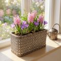 Übertopf Pflanzkasten Keramik Schale Braun, Weiß 23×11×11cm | Floristik24.de