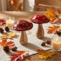Deko Fliegenpilz Tischdeko Herbst Holz Pilz Ø13cm H16cm 2St | Floristik24.de
