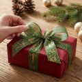 Weihnachtsband Drahtkante Rentier Grün Gold B25mm L18m | Floristik24.de