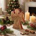Engel Dekofigur Holz Rot, Natur 15cm | Floristik24.de