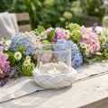 Windlicht Glas Makramee Weiß geflochten Ø13cm H10cm | Floristik24.de