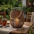 Deko-Windlicht, Kerzendeko mit Henkel, Windlicht im Korb Ø23cm H27cm | Floristik24.de