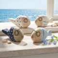 Deko Fisch mit Brille Natur Weiß Blau Holz 11–13cm 4 St | Floristik24.de