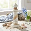 Leuchtturm Holz Maritime Deko Natur Weiß Ø10,5cm H28,5cm | Floristik24.de