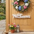 Willkommensschild aus Holz zum Aufhängen im Vintage Look für Türdeko | Floristik24.de