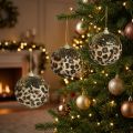 Weihnachtskugel Leopard Muster mit goldenem Glitzer 7cm 3St | Floristik24.de