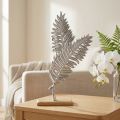 Tischdeko Metall Deko Farn Silber Holz H54cm B37cm | Floristik24.de