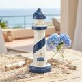 Leuchtturm Maritime Tischdeko Blau Weiß Ø10,5cm H28,5cm | Floristik24.de